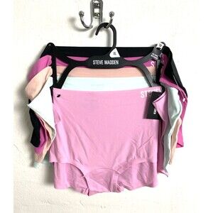 Steve Madden Womens Underwear No Show Boyshort Size XL 5 Pack Pink Mint Black